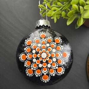 Handcrafted Black and Orange Holiday Ornament